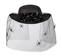 Veiled hat with a net of spiders | Witch hat for Halloween, costume, carnival and theme party, witch, wizard, fairy tale
