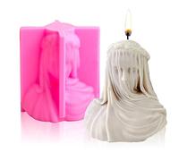 Veiled Lady Candle Mold, Silicone Veiled Female Bust Veiled Lady Bust Veiled Maiden Bust Sculpture Statue Mold DIY Candle Hand Soap Making Mold Resin Molds Clay Plaster Craft Mould (S)