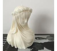 Veiled Lady Female Head Soy Wax Candle fragranced Gothic Shawl Head Bust Sculpture (Plain)