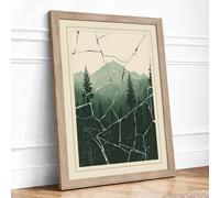 Veiled Mountain Forest Scandinavian Framed Wall Art Print A1 Oak