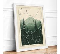 Veiled Mountain Forest Scandinavian Framed Wall Art Print A3 White