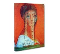 Veiled Woman By Odilon Redon Canvas Print | Gallery Wrapped 30mm Frame Wall Art | 20x14 inches | Ready to Hang | Classic People Picture | Living Room Bedroom Lounge Office