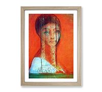 Veiled Woman By Odilon Redon Classic Painting Framed Print | A2 Oak Framed Wall Art | Ready to Hang | Classic Historical Picture | Living Room Bedroom Lounge Office