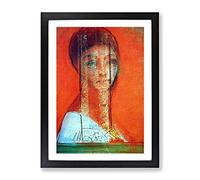 Veiled Woman By Odilon Redon Classic Painting Framed Print | A3 Black Framed Wall Art | Ready to Hang | Classic Historical Picture | Living Room Bedroom Lounge Office