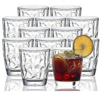 VEILEDGEM 10 Oz Unbreakable Tritan Drinking Glasses Shatterproof Acrylic Glasses Drinkware BPA Free Hard Plastic Cups Reusable Kitchen Water Glasses Drinking Set of 12 (Clear)