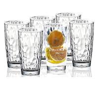 15 Oz Unbreakable Tritan Drinking Glasses Dishwasher Safe Acrylic Glasses Drinkware BPA Free Hard Plastic Cups Reusable Kitchen Water Glasses Drinking Set of 6 (Clear)