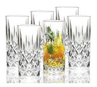 VEILEDGEM [Look Like Glass] 13.5 Oz Set of 6 Plastic Drinking Glasses Dishwasher Safe BPA Free Unbreakable Juice Glasses Acrylic Crystal Tumblers Reusable Highball Water Glasses