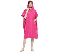 VeiledMoon Changing Robe with Hood and Big Pocket Super Soft Towel Bathrobe Poncho for Swimming Diving Beach Water Sport Fast Dry Up (Pink)