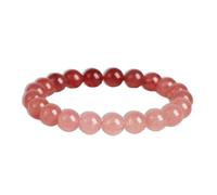 VeiledMoon Natural Strawberry Quartz Bracelet for Women 10mm - Elastic Crystal Love Attraction Bracelet, Attract Romance & Good Vibes, Healing Gemstone Gift with Velvet Pouch (Strawberry Crystal)