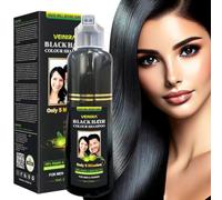 "VEINIRA Herbal Quick Hair Colour Shampoo: Effortless Instant Dye for Men and Women, 100% Natural Ingredients, No Ammonia, No Skin Stains, Speedy Application - 200ml (Black)