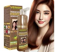 "VEINIRA Herbal Quick Hair Colour Shampoo: Effortless Instant Dye for Men and Women, 100% Natural Ingredients, No Ammonia, No Skin Stains, Speedy Application - 200ml (Medium Brown)