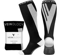 Veinology Compression Flight Socks for Women and Men - Premium Compression Socks for Flying, Reduces Swelling, Fatigue and DVT Prevention (5-8)