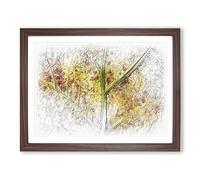 Veins Of The Leaf Sketch Modern Art Framed Print | A2 Walnut Framed Wall Art | Ready to Hang | Modern Floral Picture | Living Room Bedroom Lounge Office