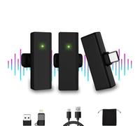 VEIOK Wireless Microphone Set- Lavalier Mics with Noise Reduction, Reverb & Voice Changing Mode for Podcasting, Vlogging, Recording, Compatible with iOS/Android, Earphone Monitoring & Auto-Connect.
