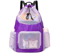 Veious Swim Bag for Kids Mesh Beach Backpack for Boys Lightweight Drawstring Beach Bag Swimming Pool Sports Gym String Bag
