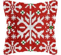 veirousa Snowflakes Christmas Latch Hook Kits for Adults Kids, Beginners DIY Latch Hook Pillow Kit Pre-Printed Latch Hook Rug Kits Cross-Stitch Embroidery Cushion for Home Sofa Decoration 17x17 in.