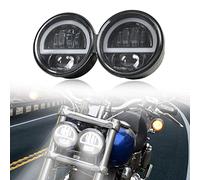 VEISUTOR Dual LED Headlight for Fat Bob，Upgraded LED Headlamp Front Light Kit with High Low Beam Turn Signal Lights and Halo Ring DRL for Harley Dyna Fat Bob 2008-2019 Accessories