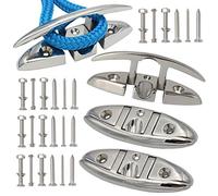 VEITHI 5inch 316 Stainless Steel Folding Cleat, Boat Flip Up Cleat Dock w/Fasteners (4 Pack)