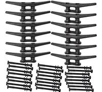 VEITHI 6 inch Electrophoretic Coated Black Dock Cleats (12 Pack), Perfect as Cleat Hook for Boat Docks, Decks, Piers for Tying up Boats, Kayaks and Jet ski's. Hardware Included.