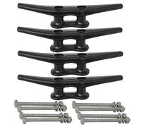 VEITHI 6 inch Electrophoretic Coated Black Dock Cleats (4 Pack), Perfect as Cleat Hook for Boat Docks, Decks, Piers for Tying up Boats, Kayaks and Jet ski's.