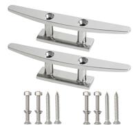 VEITHI Boat Clamp Flat Top 10 Inch 316 Stainless Steel Boat Dock Cleats Rope Cleat Dock Cleats with Screws for Marine or Nautical Decoration and Dock Cleat Decorative