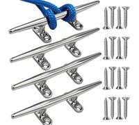 VEITHI Boat Cleats Dock Cleats 8 inch 316 Stainless Steel, Boat Dock Cleats Open Base, Boat Cleat Marine Cleats with Hardware, Rope Cleat for Boat/Yacht/Deck/Nautical Decor (4 Pack)