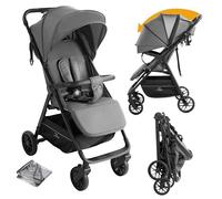 Veitoalioy Ultra-Lightweight Pushchair with Lie-Flat Position, Foldable Baby Stroller, Travel Pram from Birth to 15kg, Compact Buggy with Adjustable Backrest, Footrest, Canopy (XA8 Grey)