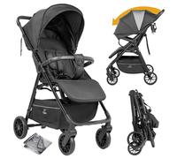 Veitoalioy Ultra-Lightweight Pushchair with Lie-Flat Position, Foldable Baby Stroller, Travel Pram from Birth to 15kg, Compact Buggy with Adjustable Backrest, Footrest, Canopy (XA8 Black)