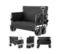 Veitoalioy Wagons Beach Foldable, Wagons Carts, Portable Fishing Pull Trolly and Garden Wagon Cart, with big wheels for Sand Carts Grocery on Shopping (LY008-BLACK-J)