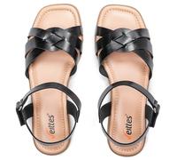 Veittes Women's Flat Slide Sandals - Casual Braided Strappy with Adjustable Buckle Summer Sandals.(2307022,BK/MF,6.5 UK)