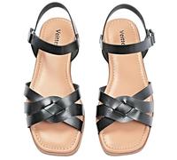 Veittes Women's Flat Slide Sandals - Women's Casual Braided Strappy Flat Sandals Summer Shoes.(2307022,BK/MF,7 UK)
