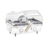 VEIYOUMO Large Multilevel Hamster Cage 22x12x15in for Dwarf Hamster Robo Hamster with 2 Platforms, Exercise Wheel, 3 Connectable Tube Ports, 2 Ladders, Sunroof Door, Plastic Metal Wire, Clear/Gray