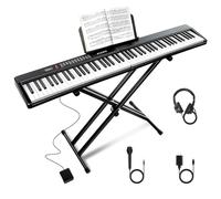 VEIYOUMO - SEMI 88 Keys Weighted Keyboard Piano for Beginners with Stand Bench, MIDI, Bluetooth, 1000 Tones/Rhythms, 150 Demons, Sustain Pedal, Metronome, Sync,