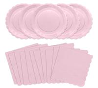 VEIZEDD 100Pcs Pink Scalloped Paper Plates Tableware Set