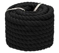 VEIZEDD Twisted Black Rope(1 in x 32ft) Cotton Rope Natural Thick Rope for Crafts,Nautical, Landscaping, Hammock,Home Decorating and Tug of War Rope