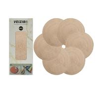 VEIZIBEE Braided Placemats Set of 6 Washable Non-Slip Round Place Mats for Kitchen Dining Table European Style, Round Indoor Hand Woven Fabric Table Mats of Ramie (38cm, Beige)