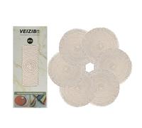 VEIZIBEE Table Mats， Heat Resistant Braided Placemats Lace meal mat Washable Anti Slip Round Place Mats for Kitchen Dining Table European Style，Hand Woven Fabric Table Mats of Ramie (Milk-Coffee,38cm
