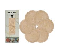 VEIZIBEE Table Mats， Heat Resistant Braided Placemats Lace meal mat Washable Anti Slip Round Place Mats for Kitchen Dining Table European Style，Hand Woven Fabric Table Mats of Ramie (khaki, 38cm)