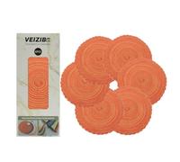 VEIZIBEE Table Mats， Heat Resistant Braided Placemats Lace meal mat Washable Anti Slip Round Place Mats for Kitchen Dining Table European Style，Hand Woven Fabric Table Mats of Ramie (Orange, 38cm)