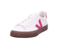 VEJA Campo Leather White Pink Bark Trainers Size: 41, Colour: Fuschia