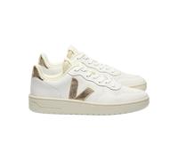 Veja Fair Trade - Men's Leather Sneakers - V-10 Prime Extra-White Platine for Women in Recycled Polyester - Size 38 White
