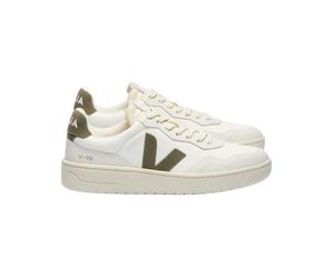 Veja Fair Trade - Mesh and leather sneakers - V-90 White Kaki for Men in Recycled Polyester - Size 45 White 45