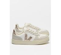 Veja Junior Small V-10 Laces Trainers - White/Pink, White/Pink, Size 4 Older White/Pink