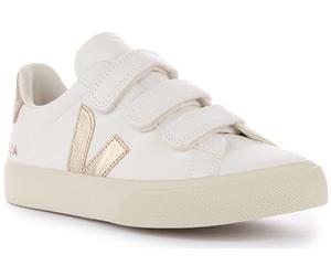 Veja Recife Men's Chromefree Leather Three Strap Trainers (White Bronze, Size 9)