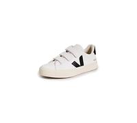 Recife Chrome Free Flatform Trainers in Leather with Touch 'n' Close Fastening White + Black