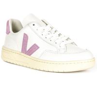 Veja V-12 Leather Logo Low Top Leather Womens Trainer White Purple UK 3 - 8