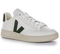 Veja V 12 Leather Low Top Trainer White Olive Green Trainers Womens UK 3 - 8