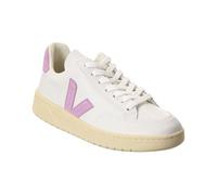 Veja V-12 Leather Women's Classy Leather Logo Low Sneker Trainers (White Purple, UK 4)