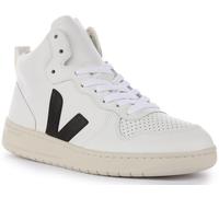 Veja V-15 Women's Lace Up Leather Trainers (White Black, Size 5)