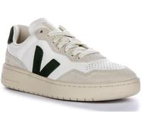 Veja V 90 Leather Suede Panel Lace Up Womens Trainer White Dark Green UK 3 - 8